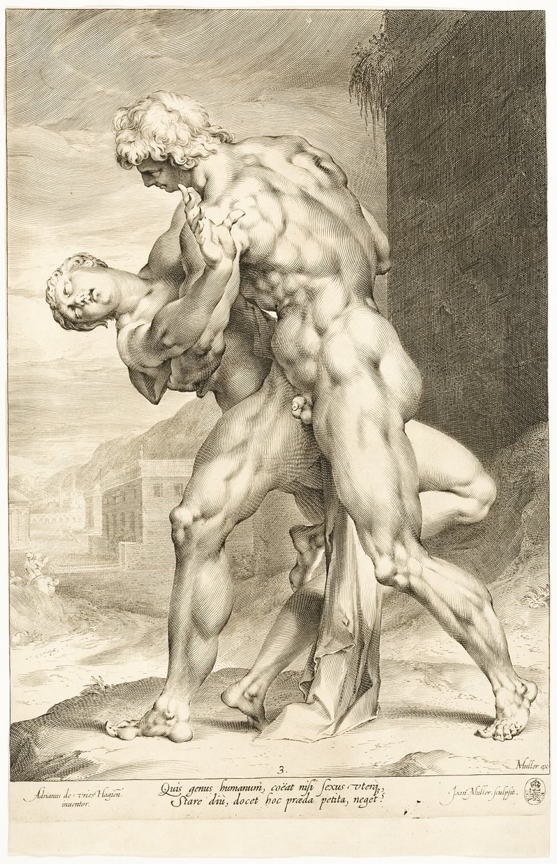Die Entführung einer Sabinerin, Seitenansicht von Jan Harmensz. Muller