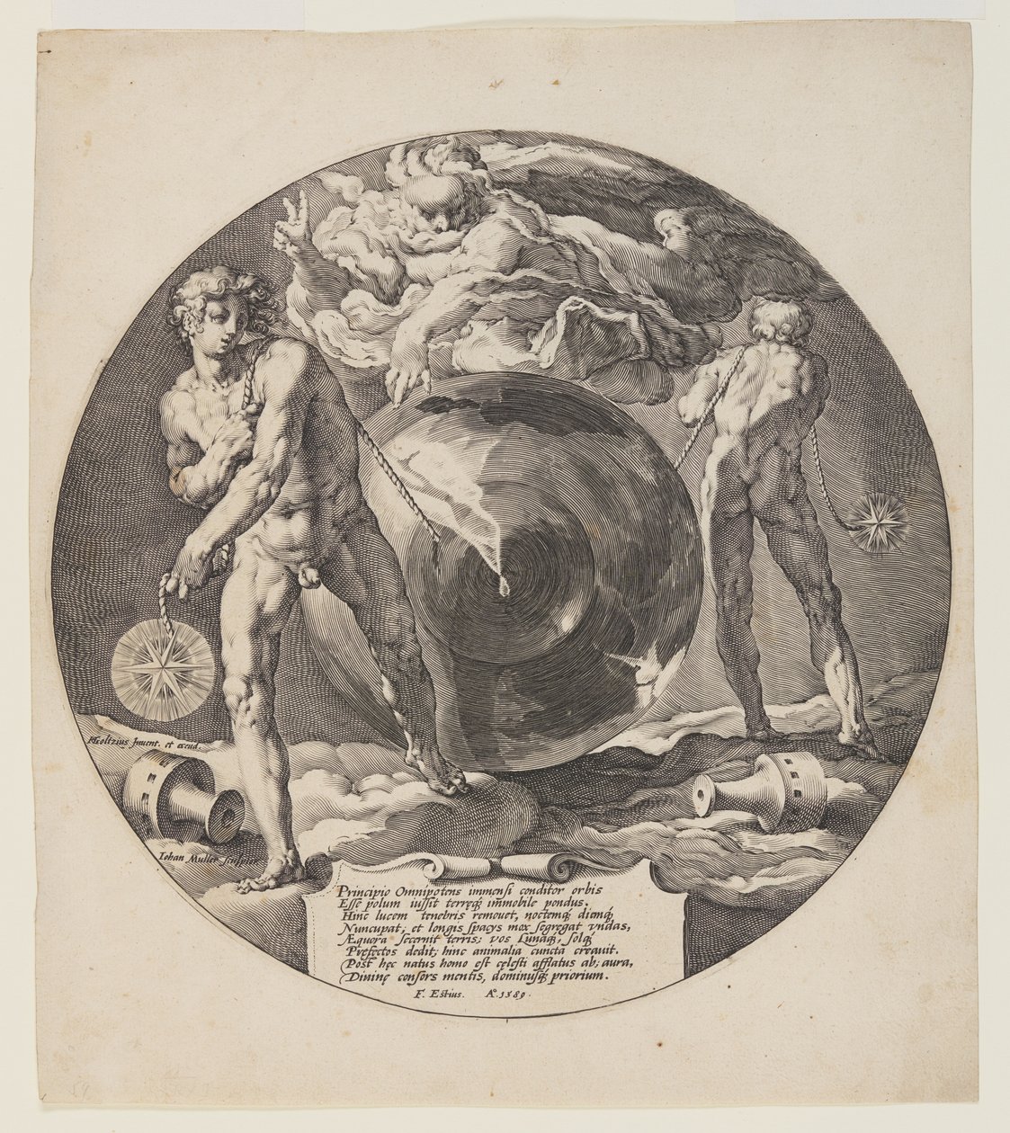 Titelseite, Platte 1, aus Schöpfung der Welt von Jan Harmensz. Muller