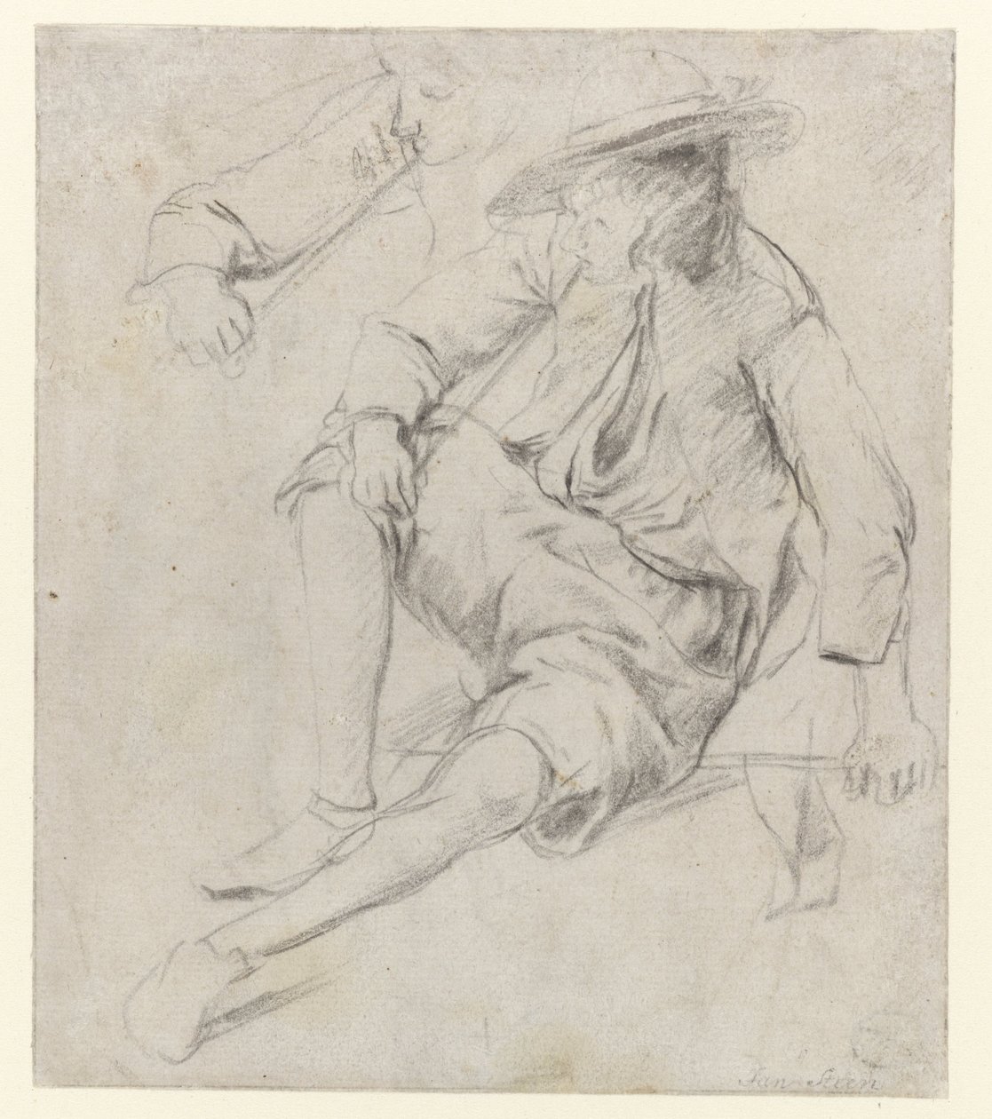 Studie eines sitzenden Mannes, der eine Pfeife raucht von Jan Havicksz. Steen