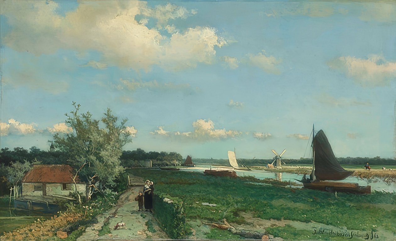 Der Trekvliet-Kanal nahe Rijswijk, auch: Blick nahe der Geest-Brücke, 1868 von Jan Hendrik Weissenbruch