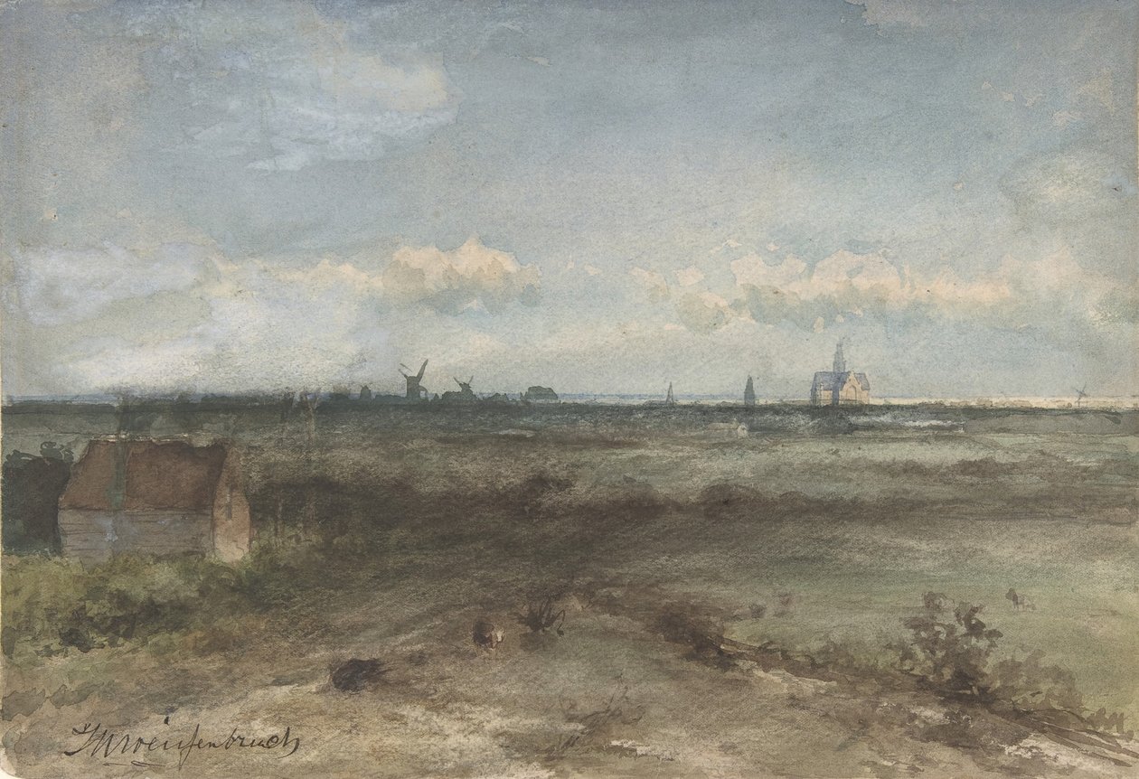 Blick auf Haarlem von den Dünen von Jan Hendrik Weissenbruch