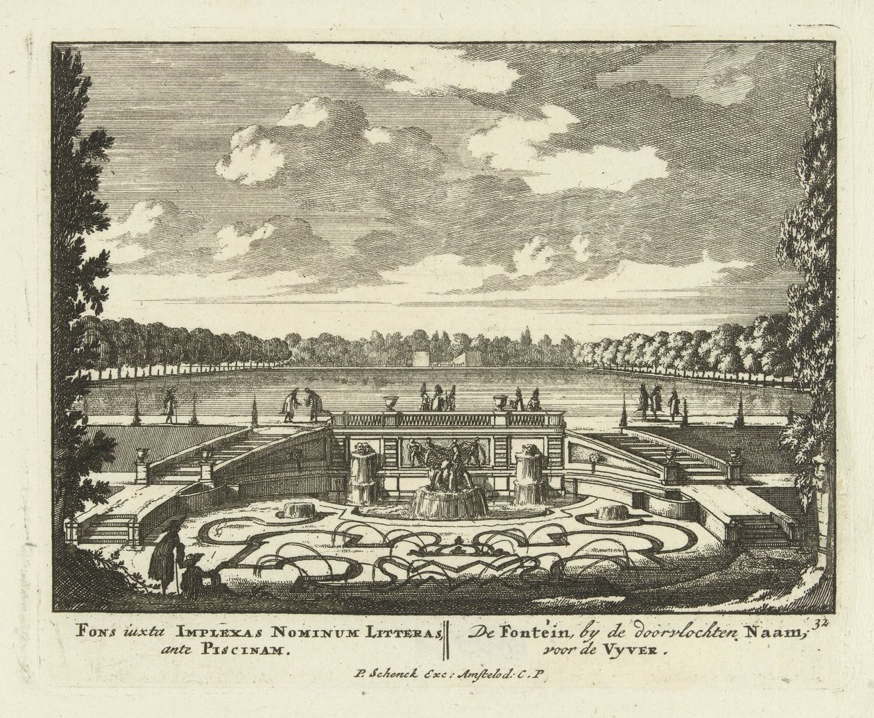 Brunnen am großen Teich in den Gärten des Paleis Het Loo, 1695-1705 von Jan I van Call