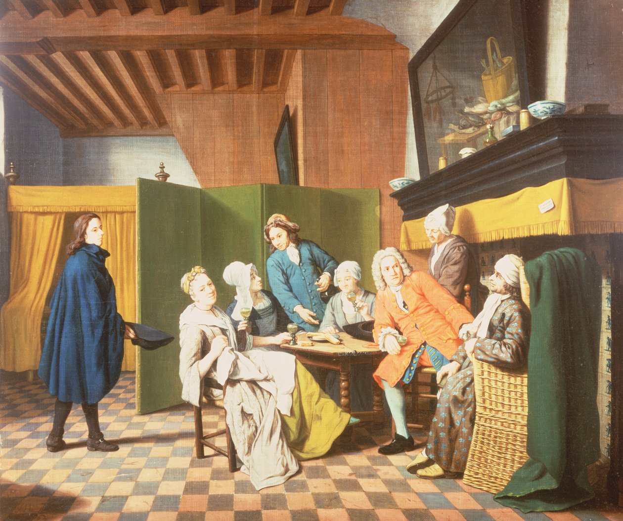 Die Besuche des Arztes - Ein niederländisches Sprichwort: Der Arzt untersucht die allgemeine Gesundheit seines Patienten (eines von vier) von Jan Josef the Elder Horemans