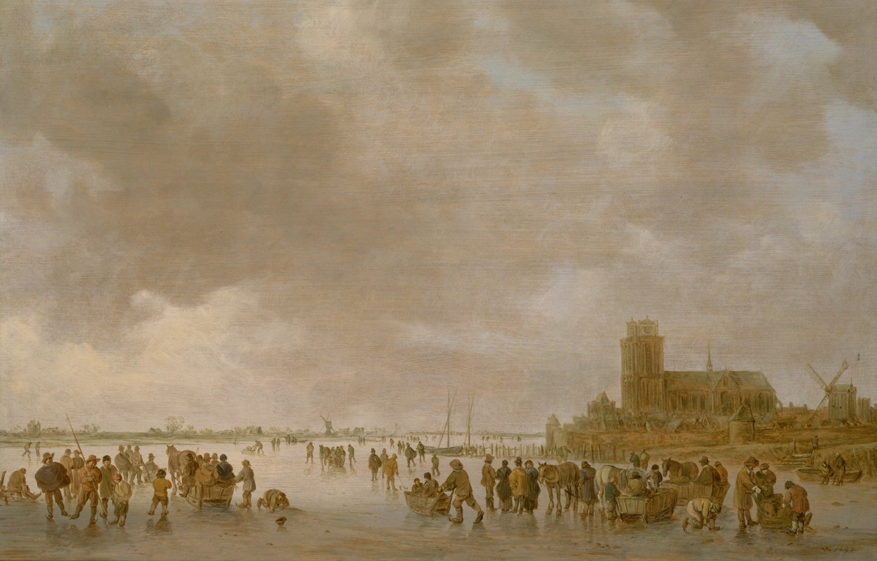 Eine Winterlandschaft mit Schlittschuhläufern auf dem Eis von Jan Josephsz van Goyen