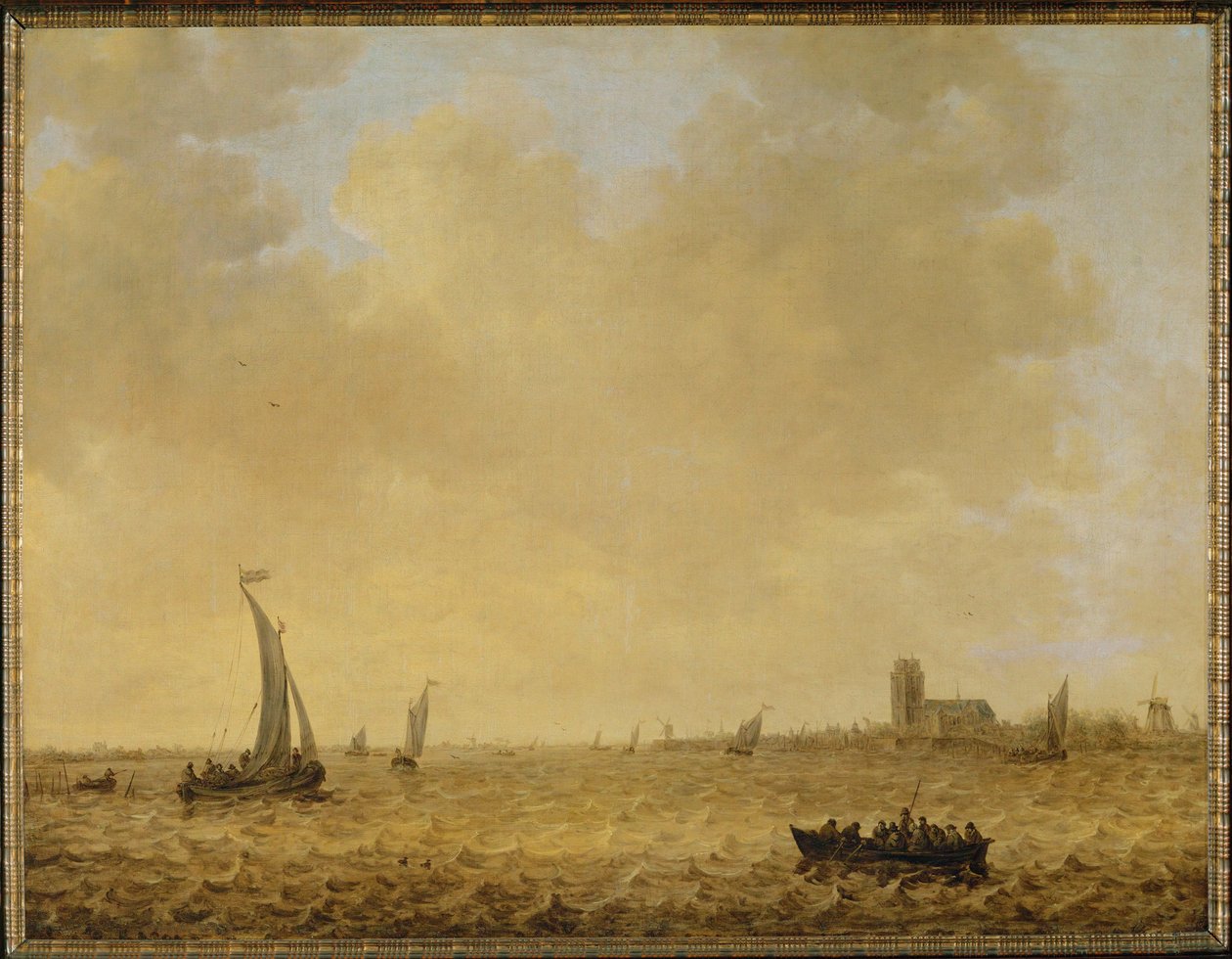 Meereslandschaft. Blick auf Dordrecht im Hintergrund von Jan Josephsz van Goyen