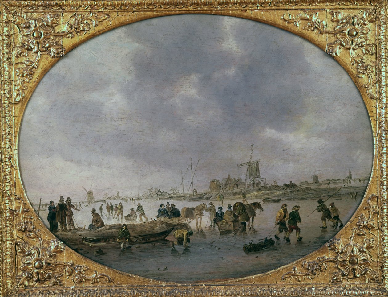 Winterszene mit Figuren auf einem zugefrorenen See von Jan Josephsz van Goyen