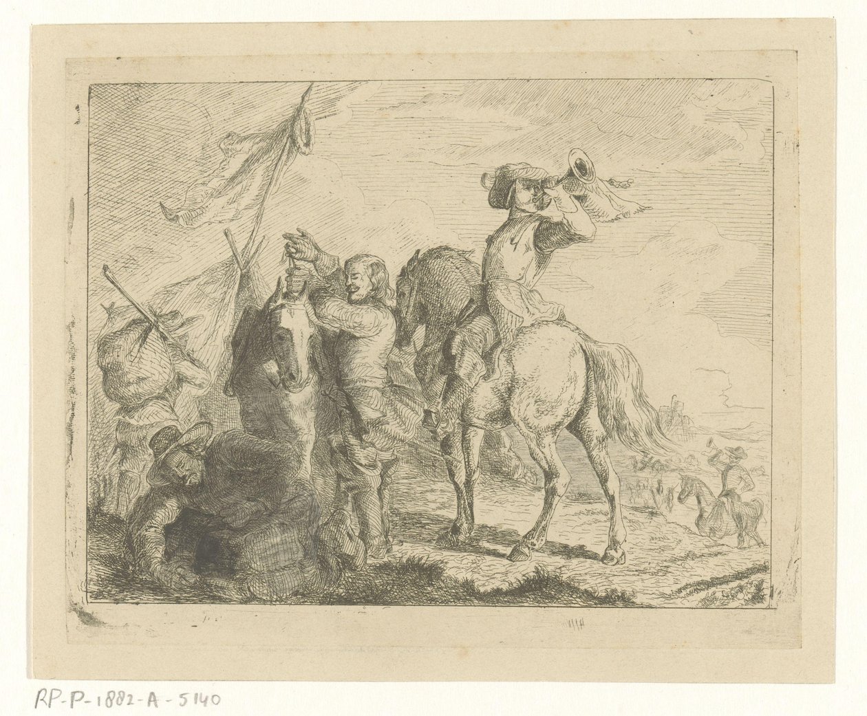 Landschaft mit Reisenden und Reitern von Jan Karel Jacob de Jonge