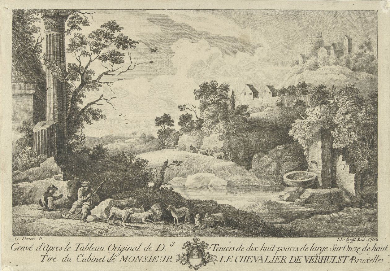 Blick auf eine Landschaft mit Hirten von Jan Lauwryn Krafft (I)