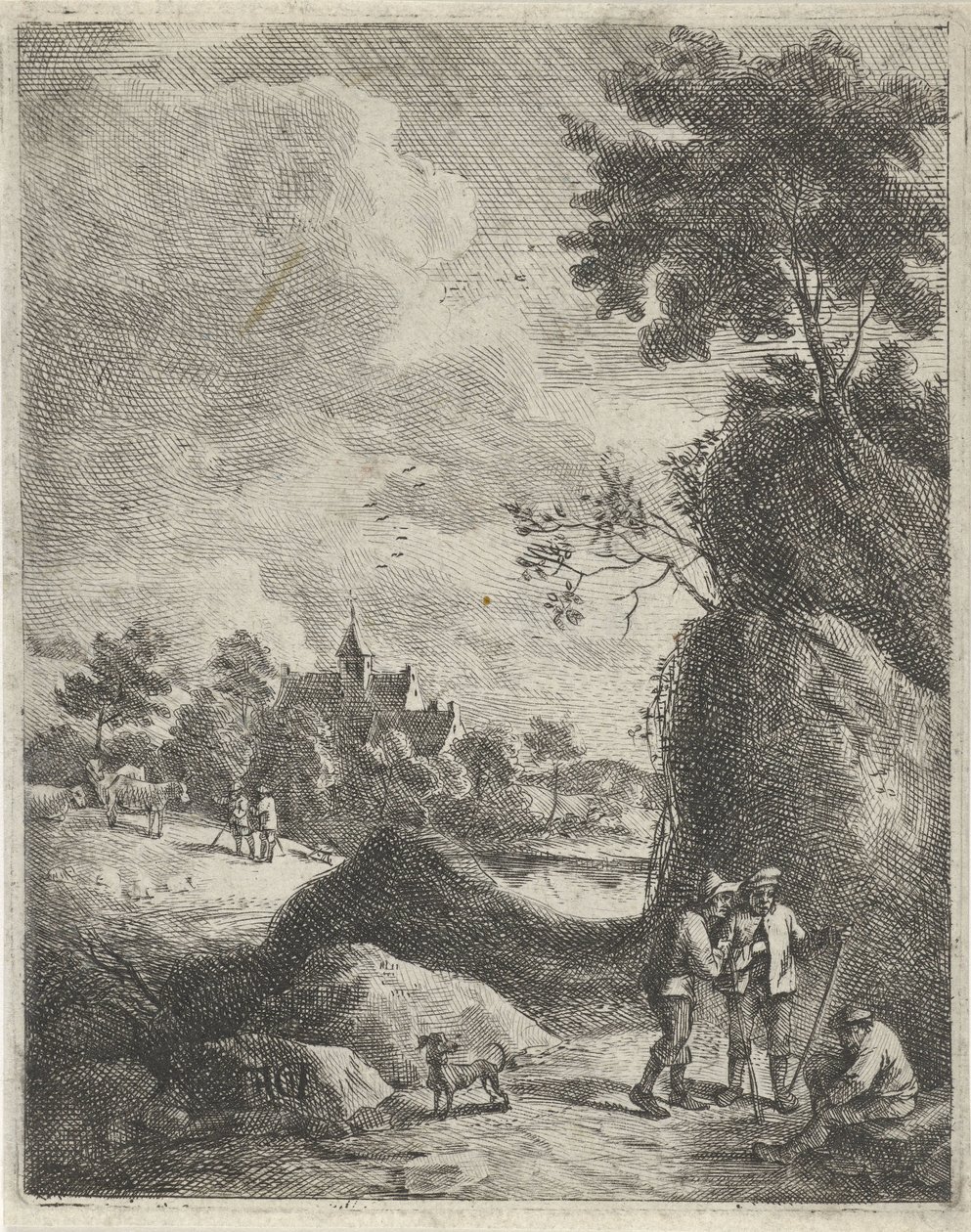 Landschaft mit Reisenden und zwei Hirten von Jan Lauwryn Krafft (I)