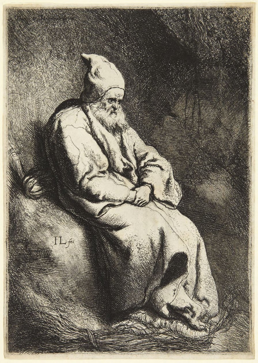 Der Einsiedler (Bartsch 6; Hollstein 17. Zwischen VII und VIII, nicht verzeichnet) von Jan Lievens