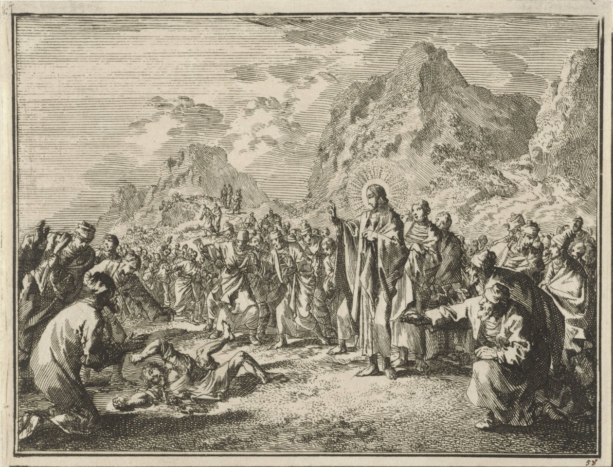 Christus heilt ein besessenes Kind von Jan Luyken