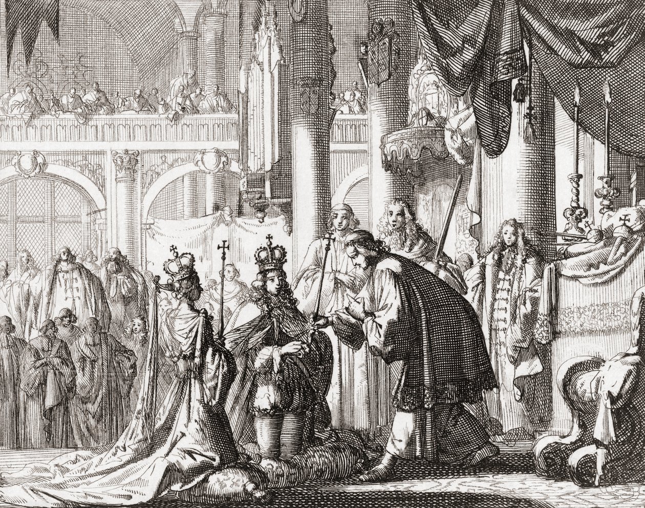 Krönung von König Wilhelm III. und Königin Maria II., 11. April von Jan Luyken
