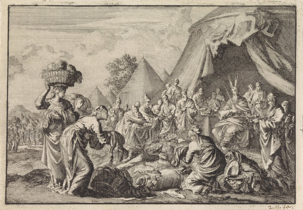 Israeliten bringen ihre Kostbarkeiten für den Bau des Tabernakels von Jan Luyken