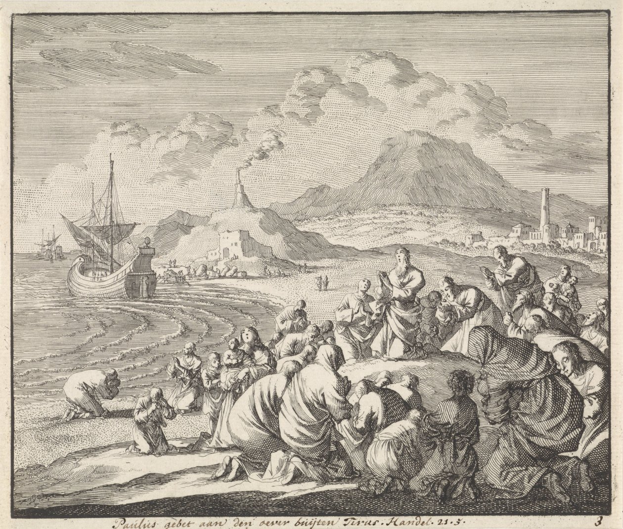 Paulus betet am Strand von Tyrus von Jan Luyken