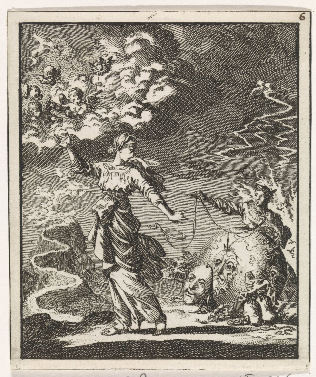 Frau wählt den schmalen Weg, der zum Himmel führt von Jan Luyken