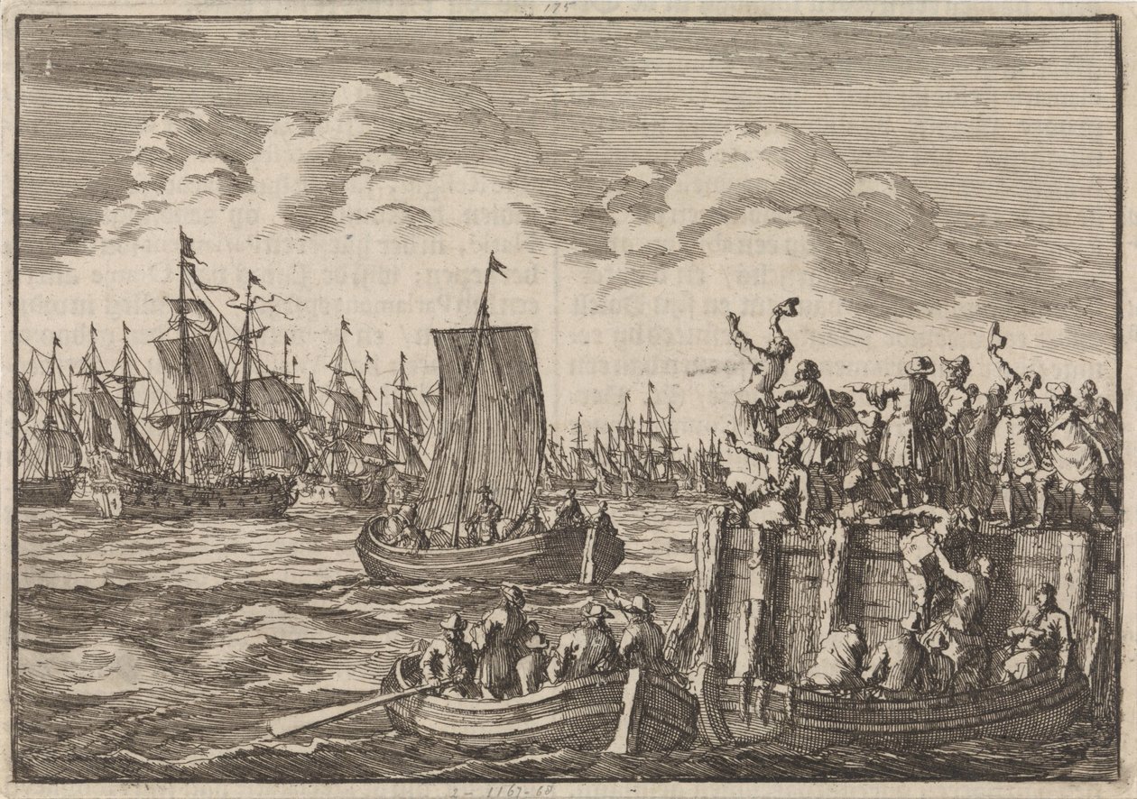 Wilhelm III. verlässt mit der Flotte England, 1688 von Jan Luyken