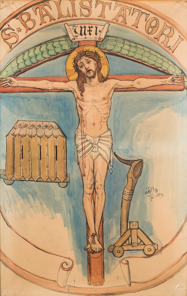 Karton für die Polychromie der Marienkirche - Emblem der Bogenschützen von Jan Matejko