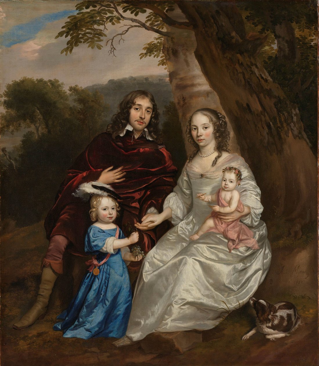 Govert van Slingelandt (1623-90), Herr von Dubbeldam. Mit seiner ersten Frau Christina van Beveren und ihren zwei Söhnen von Jan Mijtens