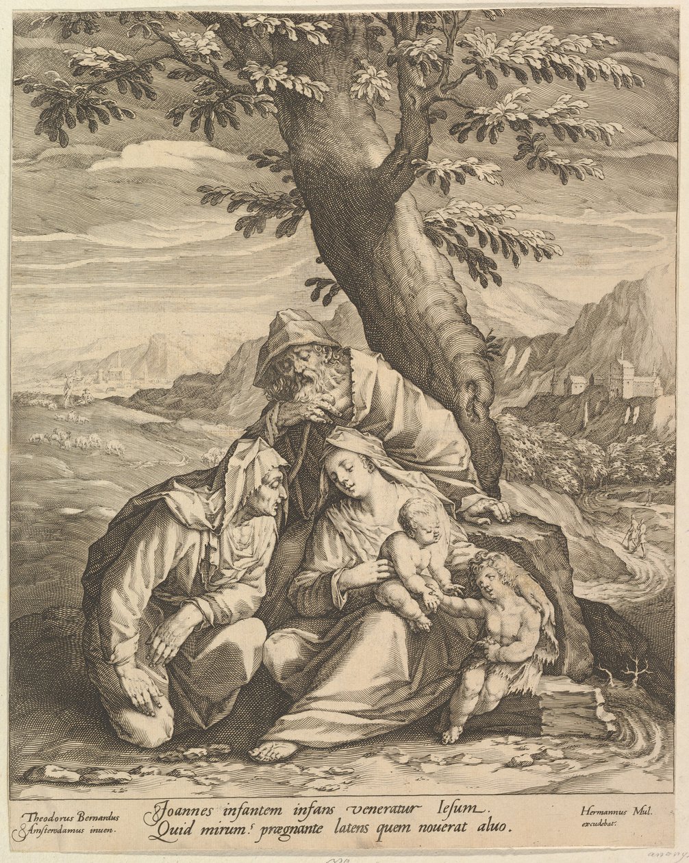 Heilige Familie mit St. Elisabeth und St. Johannes dem Täufer von Jan Muller