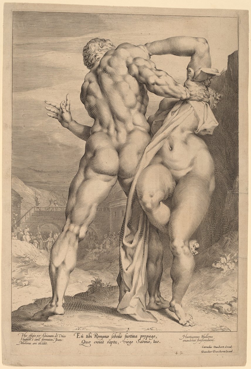 Die Entführung einer Sabinerin (Ansicht von hinten) von Jan Muller, after Adriaen de Vries