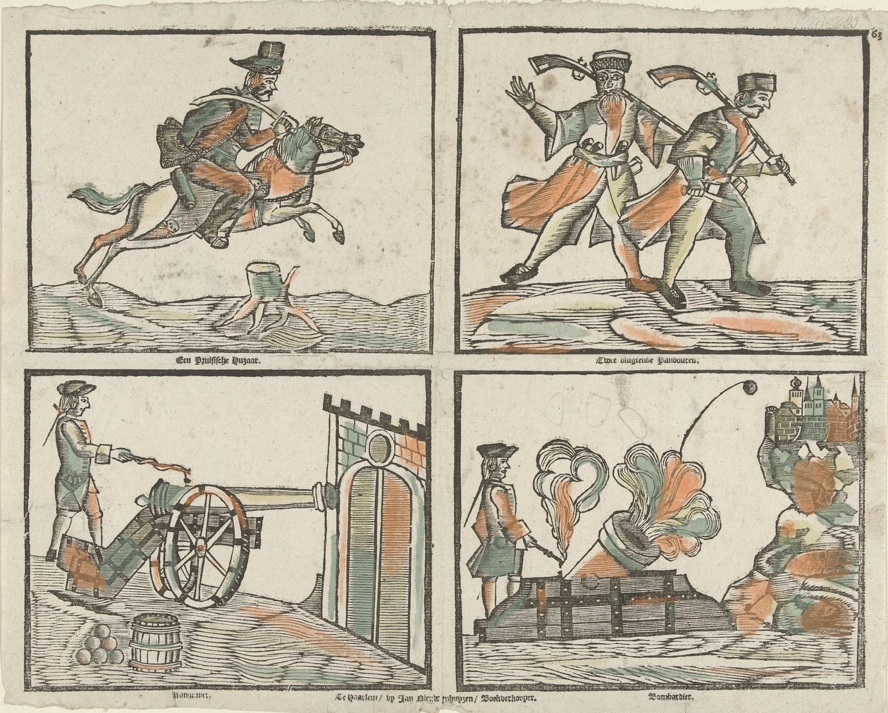 Vier Darstellungen mit Soldaten von Jan Nieuwenhuyzen