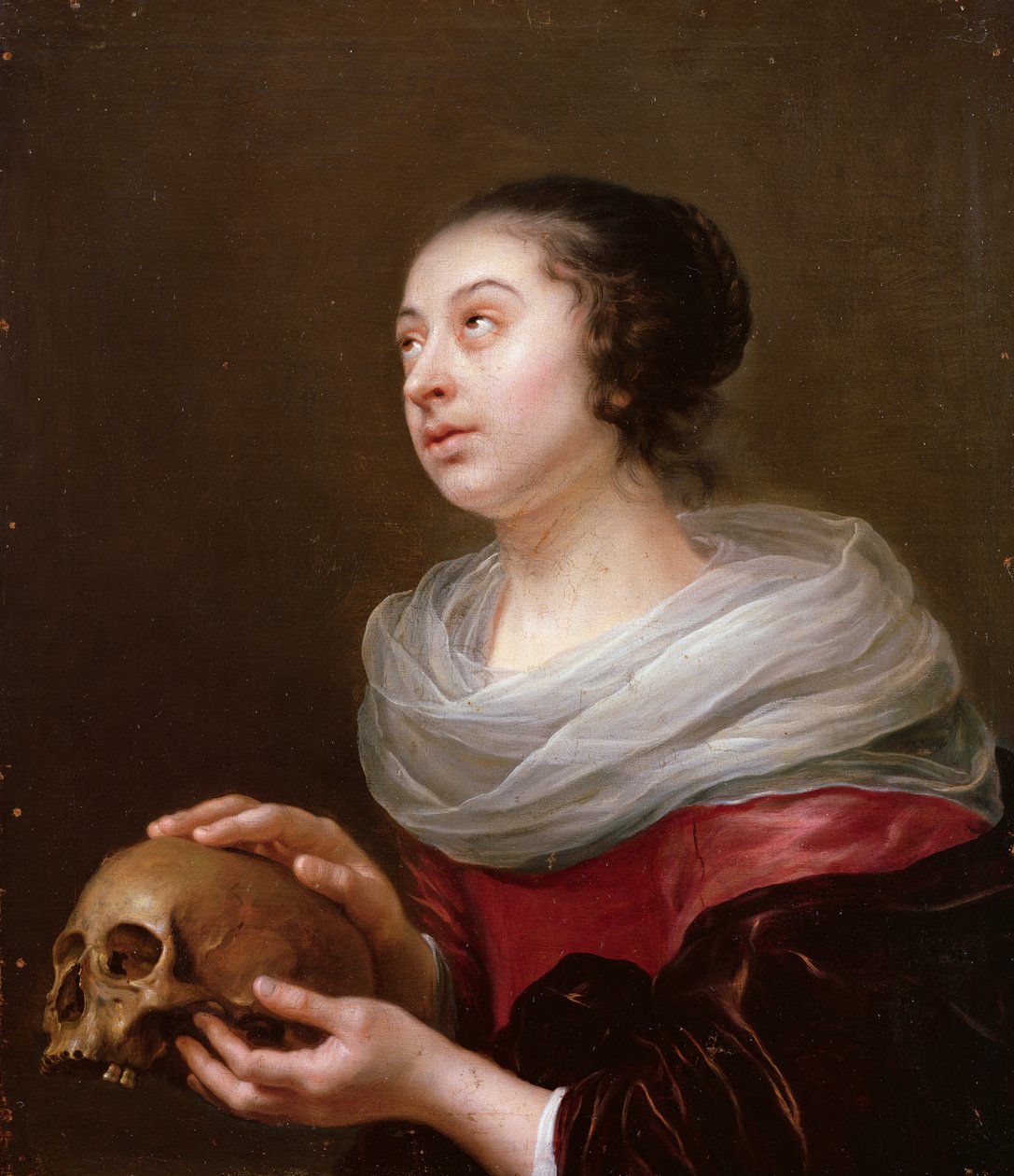 Eine junge Frau, die einen Schädel hält, 1640er Jahre von Jan Olis
