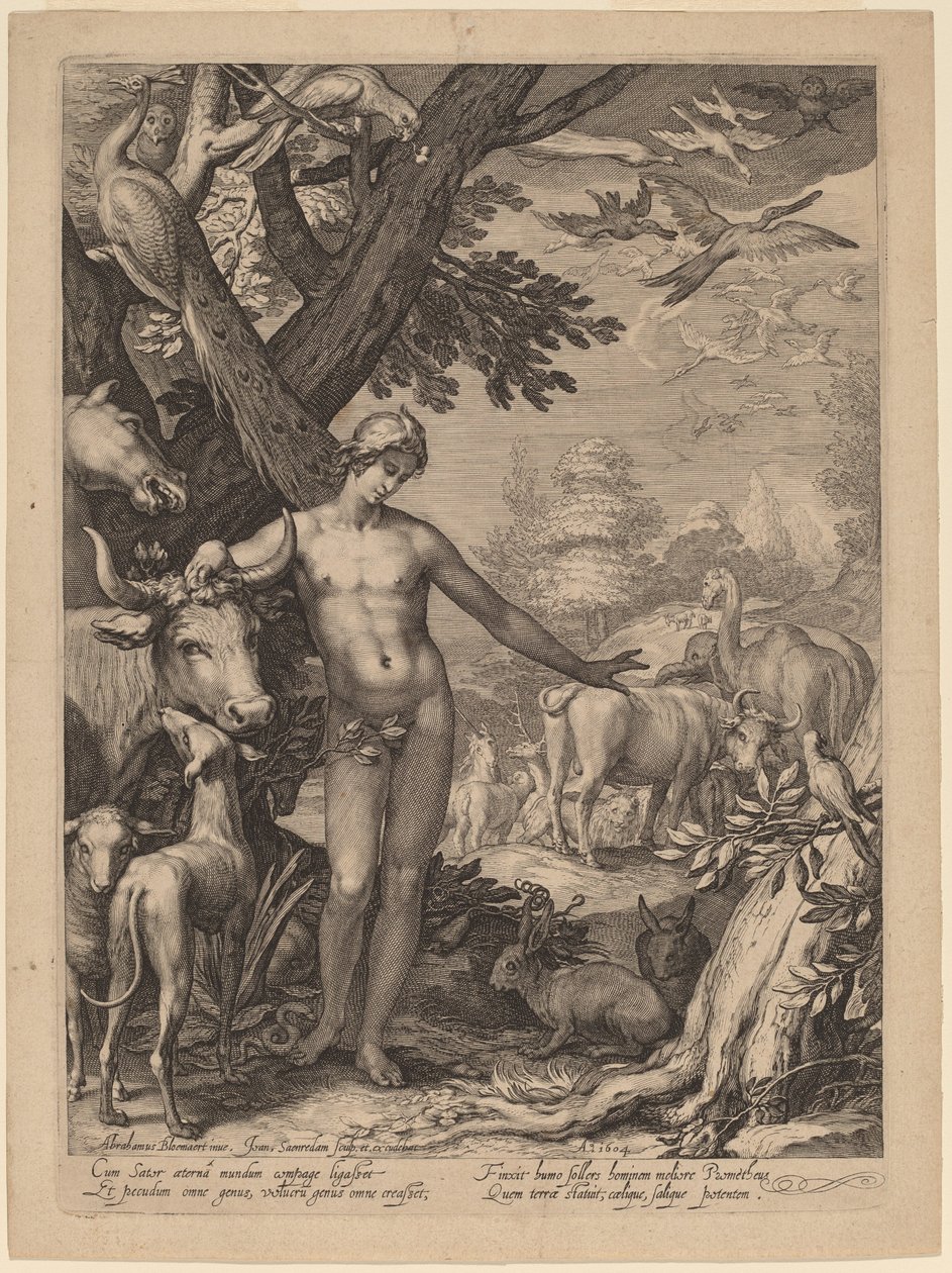 Adam benennt die Tiere von Jan Pietersz Saenredam after Abraham Bloemaert