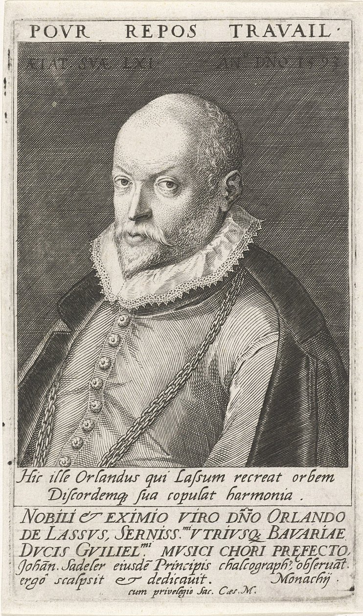 Porträt des Komponisten Orlando di Lasso, 1532-1594, 1593 von Jan Sadeler