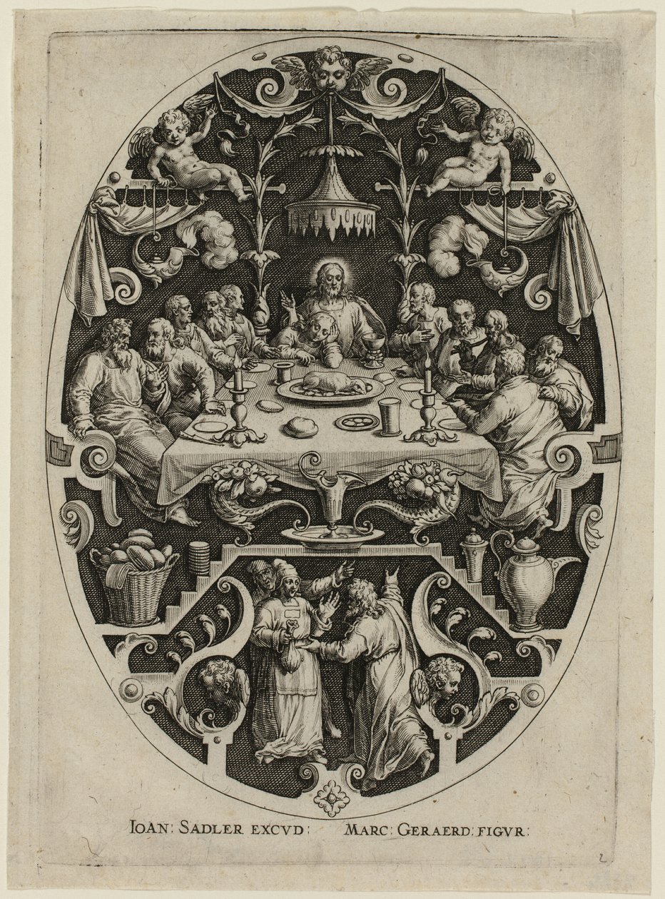 Das letzte Abendmahl, aus der Passion Christi von Jan Sadeler I