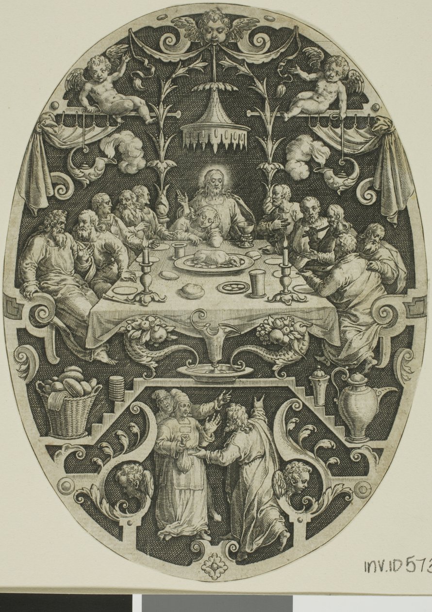 Das letzte Abendmahl, aus Passion Christi von Jan Sadeler I
