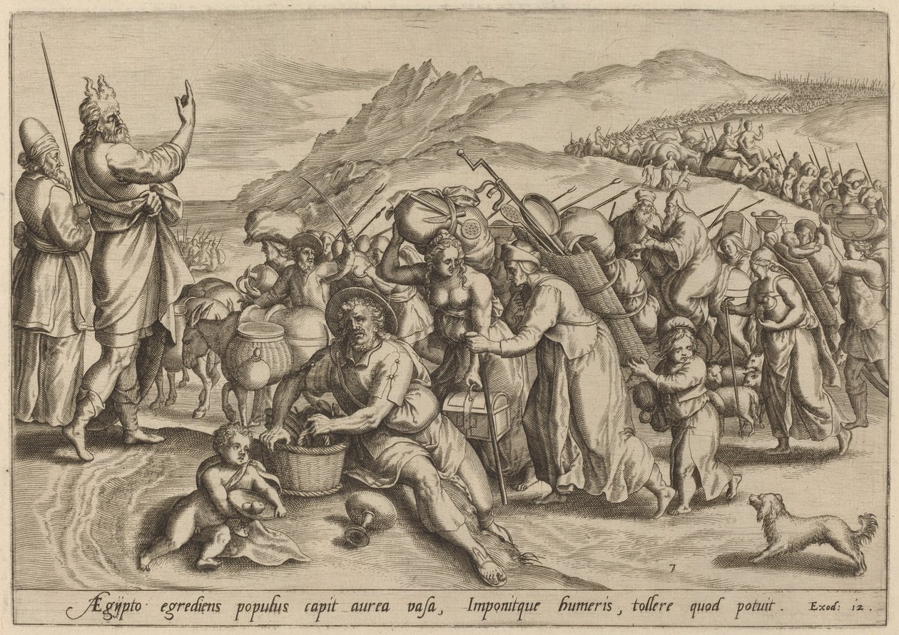 Der Auszug aus Ägypten von Jan Sadeler I, after Maarten van Cleef