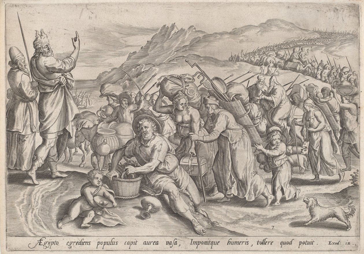 Der Auszug aus Ägypten von Jan Sadeler I, after Maarten van Cleef