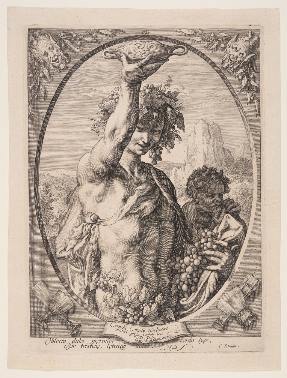 Bacchus, aus Drei heidnische Götter und Göttinnen von Jan Saenredam