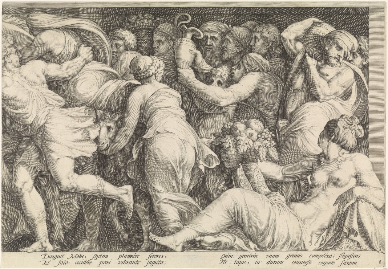 Fries mit der Bestrafung von Niobe (Tafel 8) von Jan Saenredam