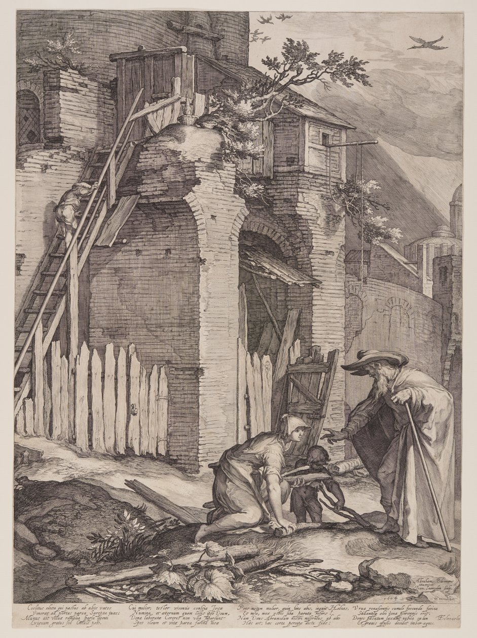 Prophet Elija mit der Witwe von Zarpat von Jan Saenredam