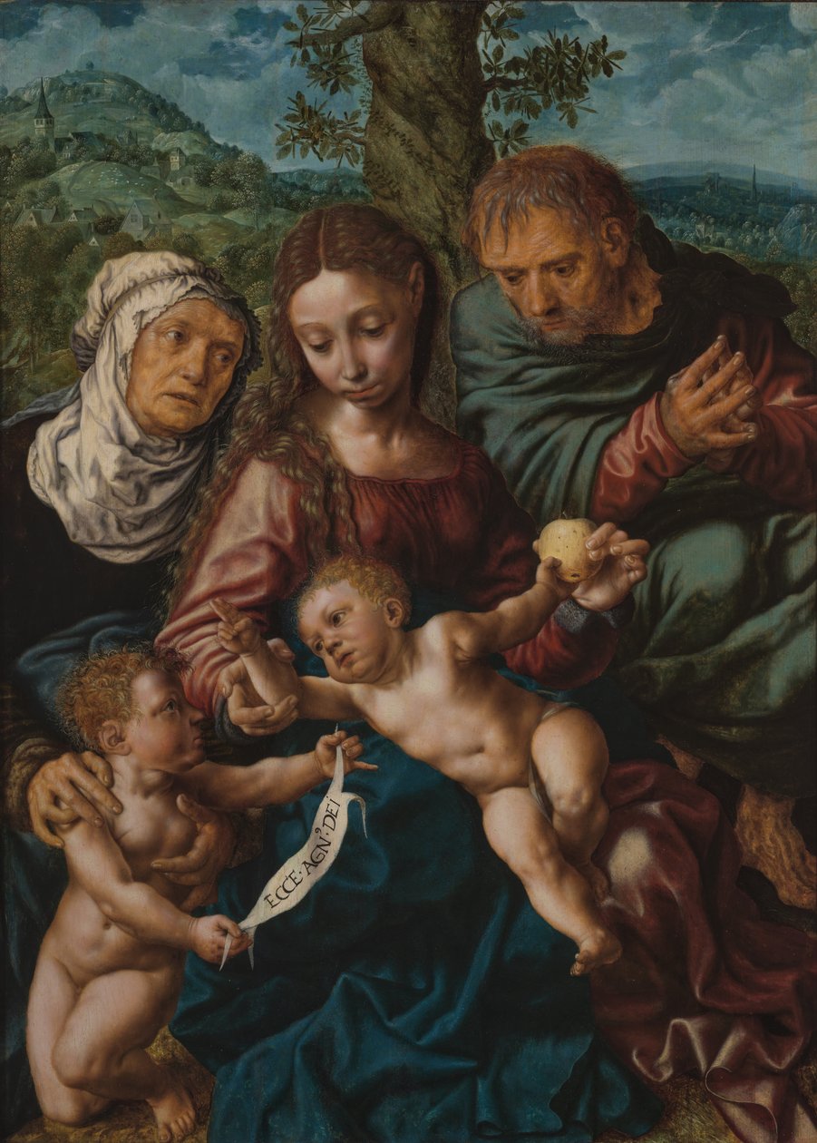 Heilige Familie mit Johannes dem Täufer und St. Elisabeth von Jan Sanders van Hemessen