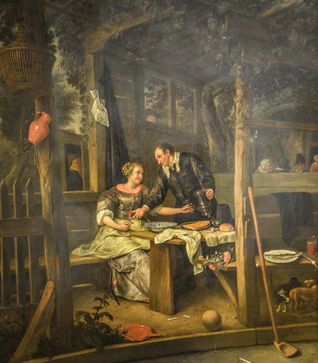 Zwei Liebende unter einer Laube von Jan Steen