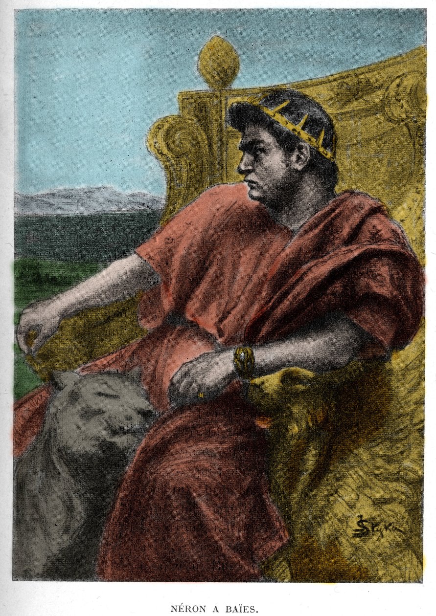 Neron a Baises (Nerone) Illustration von JAN STYKA (1858-1925) für den Roman „Quo Vadis“ von Henryk Sienkiewicz von Jan Styka