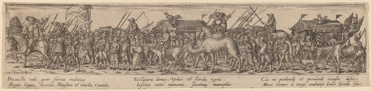 Armee-Zug und Tod von Jan Theodor de Bry after Erhard Schön