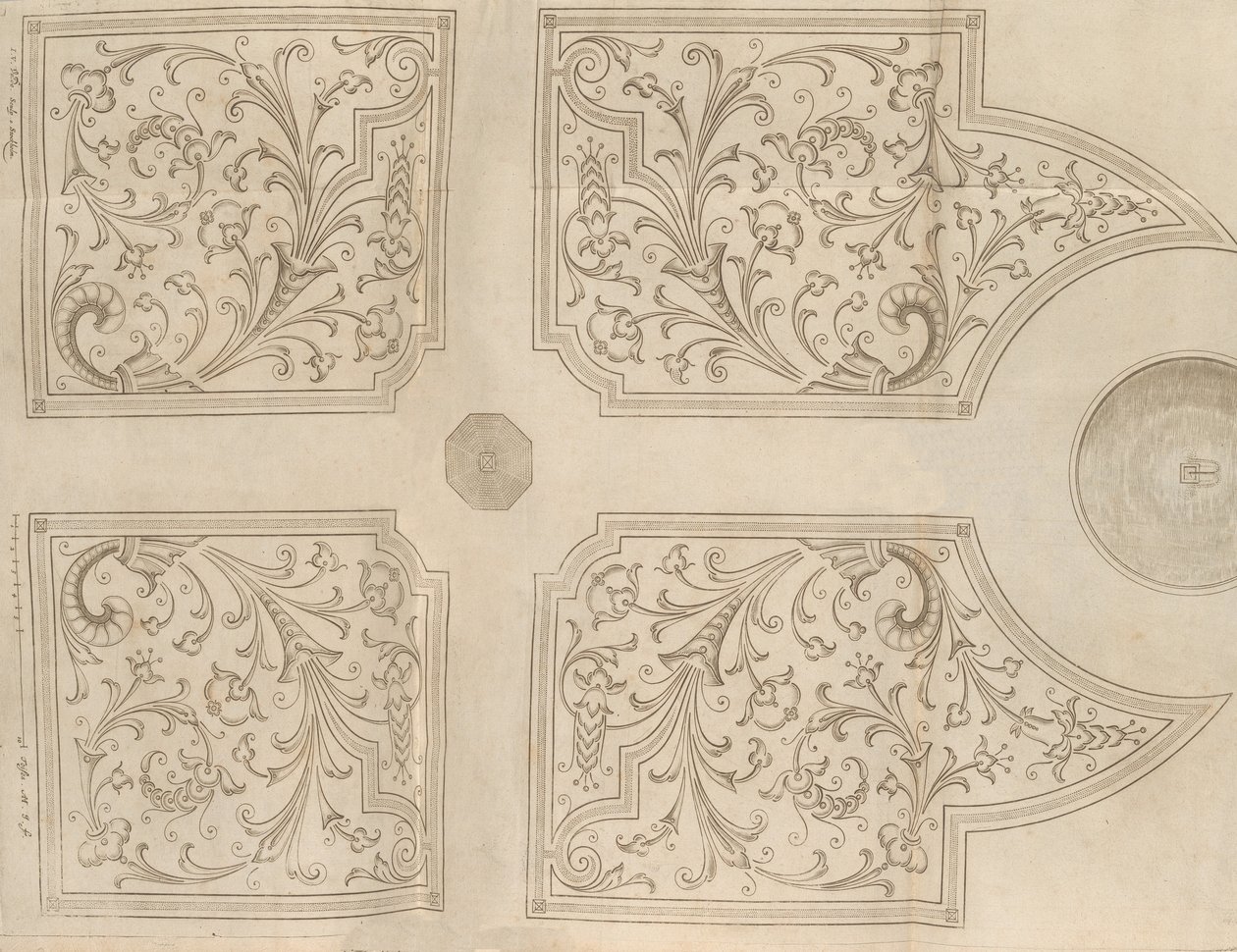 Entwurf für einen Brunnen und vier quadratische Parterres für einen Lustgarten, 1651 von Jan Van de Velde
