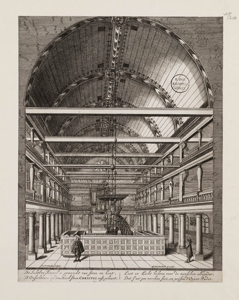 Innenraum der Portugiesischen Synagoge in Amsterdam von Jan Veenhuysen