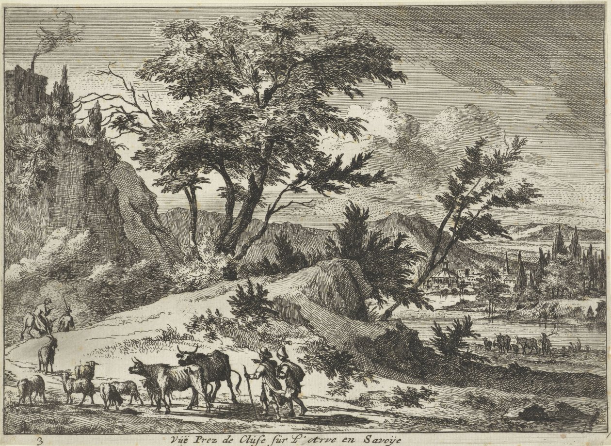 Ansicht einer Straße bei Cluses an der Arve, Savoie von Jan Vincentsz. van der Vinne