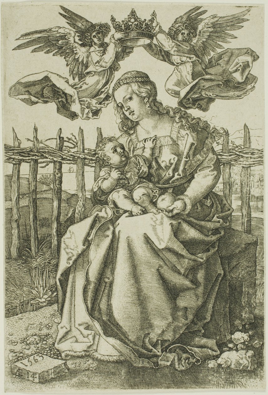 Madonna von zwei Engeln gekrönt von Jan Wierix