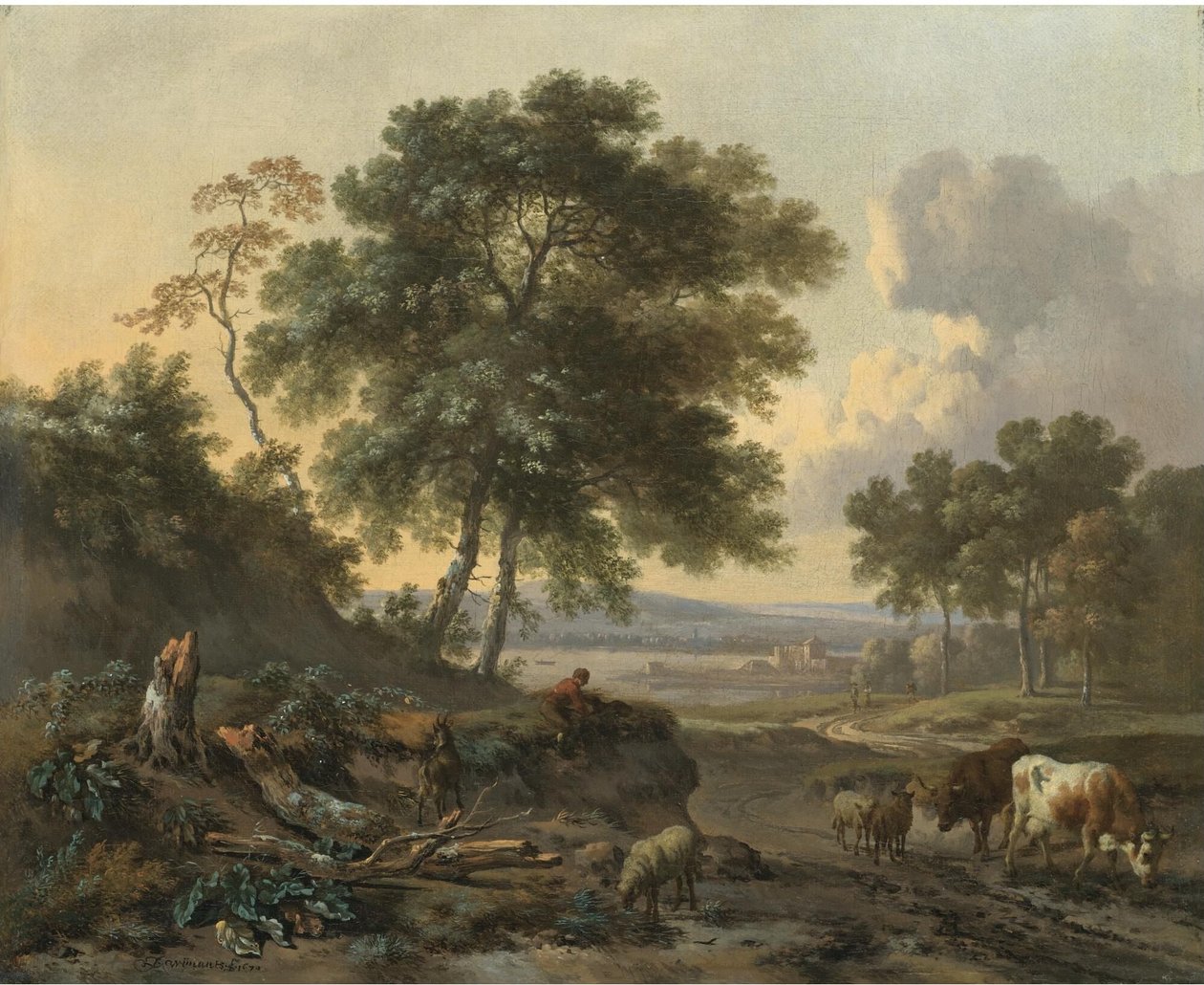 Landschaft mit Vieh an einer Furt von Jan Wijnants