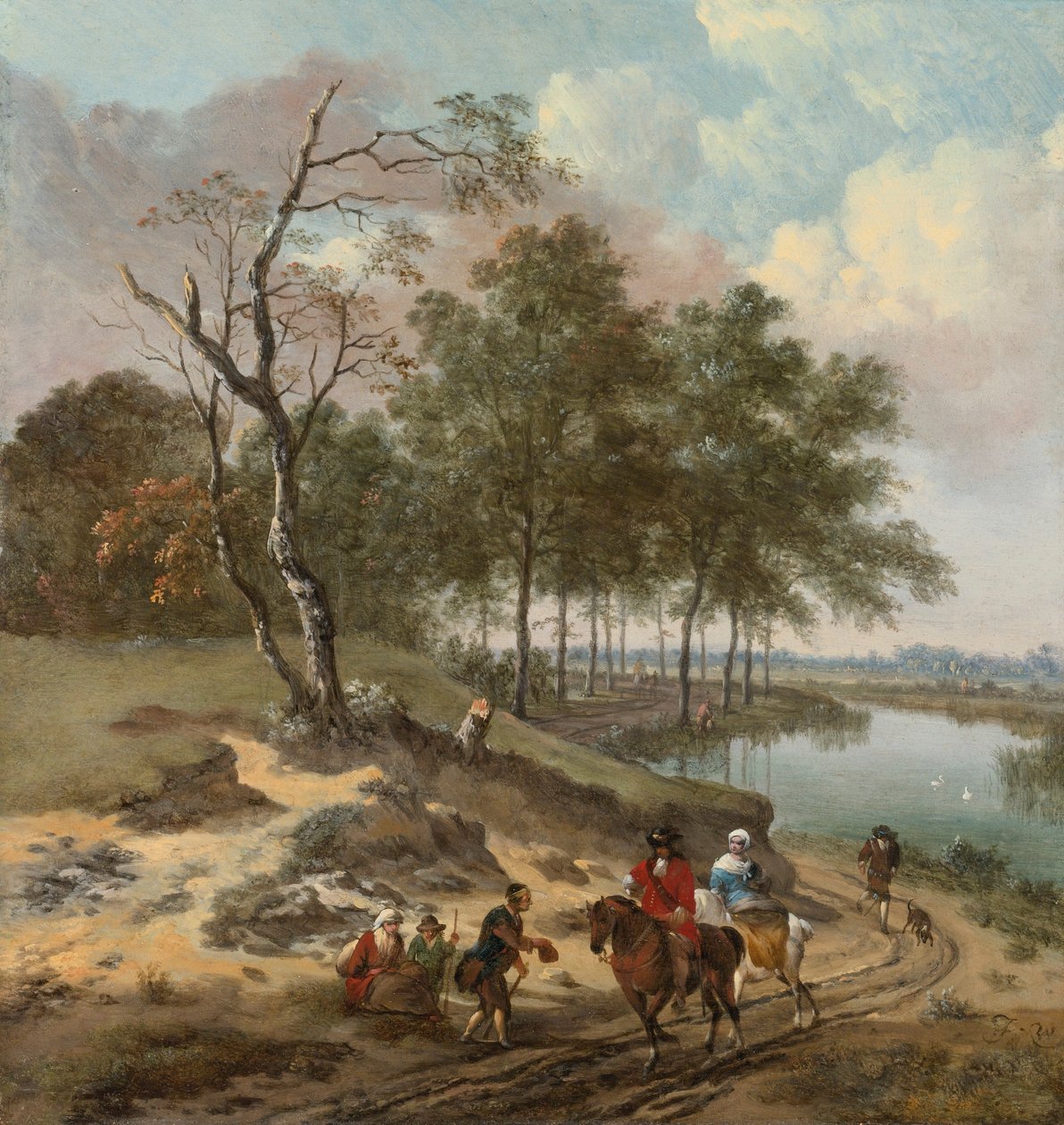 Landschaft mit Reitern und Bettlern von Jan Wijnants