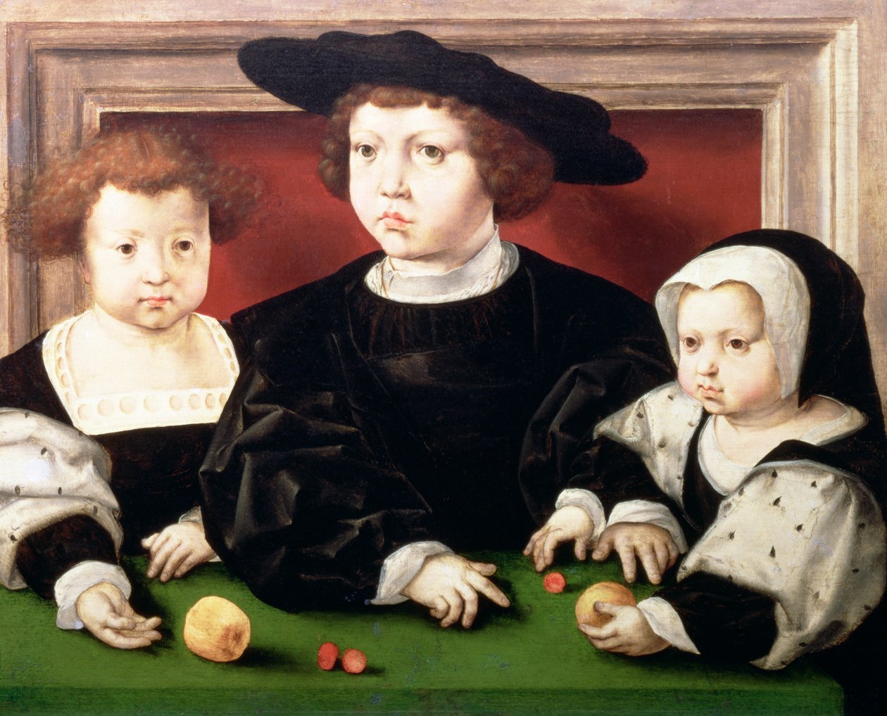 Die Kinder von König Christian II. von Dänemark, Norwegen und Schweden; John, Christina und Dorothea von Jan Gossaert