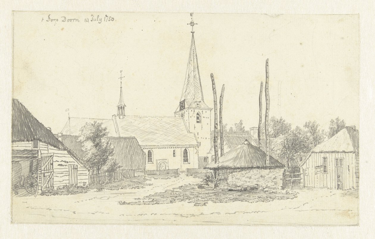 Ansicht des Dorfes Doorn mit der Kirche von Jan de Beijer