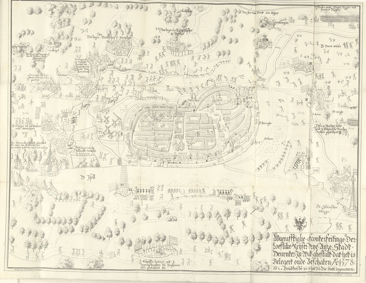 Belagerung und Einnahme von Deventer, 1578 von Jan de Lange (II) (signed by artist)