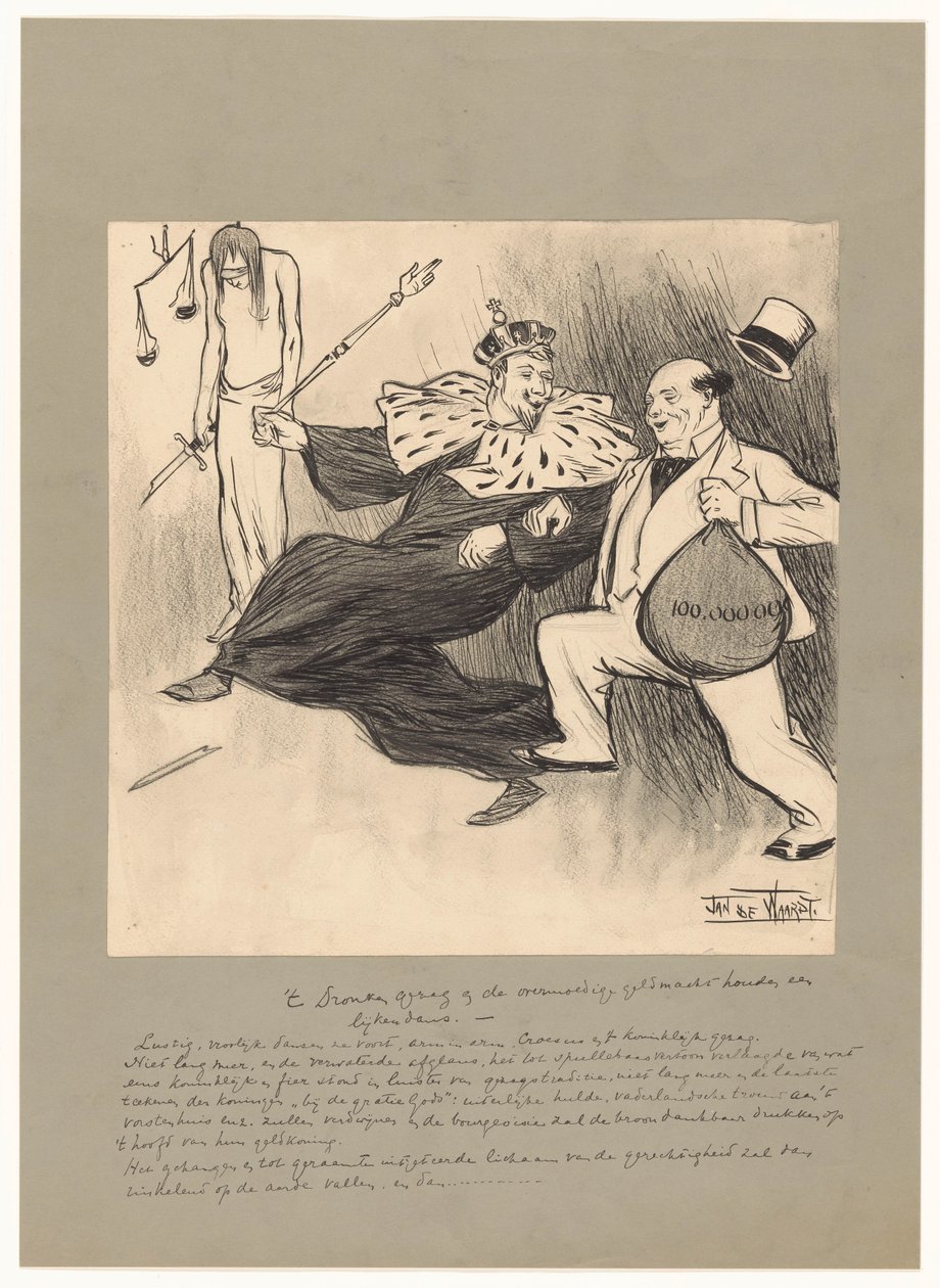 Das betrunkene Kommando und die übermütige Geldmacht halten einen Leichentanz von Jan de Waardt (signed by artist)