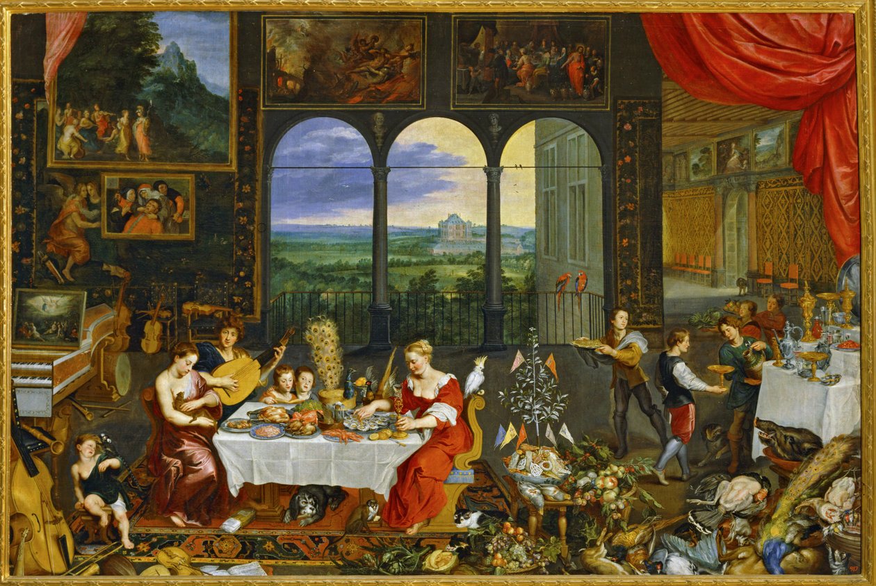 Allegorien des Geschmacks, des Hörens und des Tastsinns von Jan the Elder Brueghel
